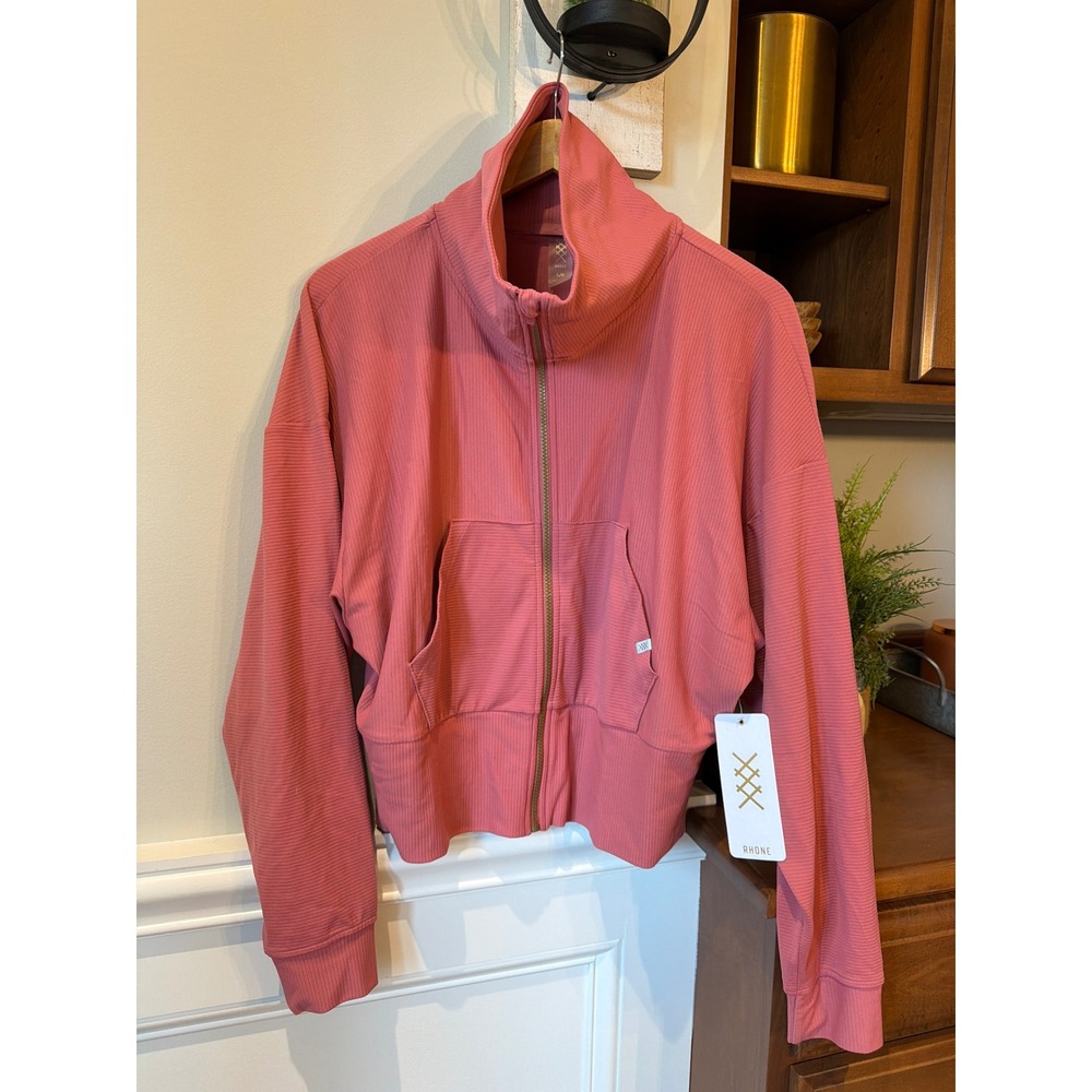 Rhone Ripple Activewear Full Zip Jacket Hibiscus Pink Mock Neck Gorpcore L NWT